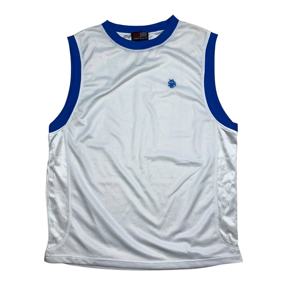 Southpole Jersey Mens XL White Blue Mesh Basketball Tank Top Y2K Streetwear